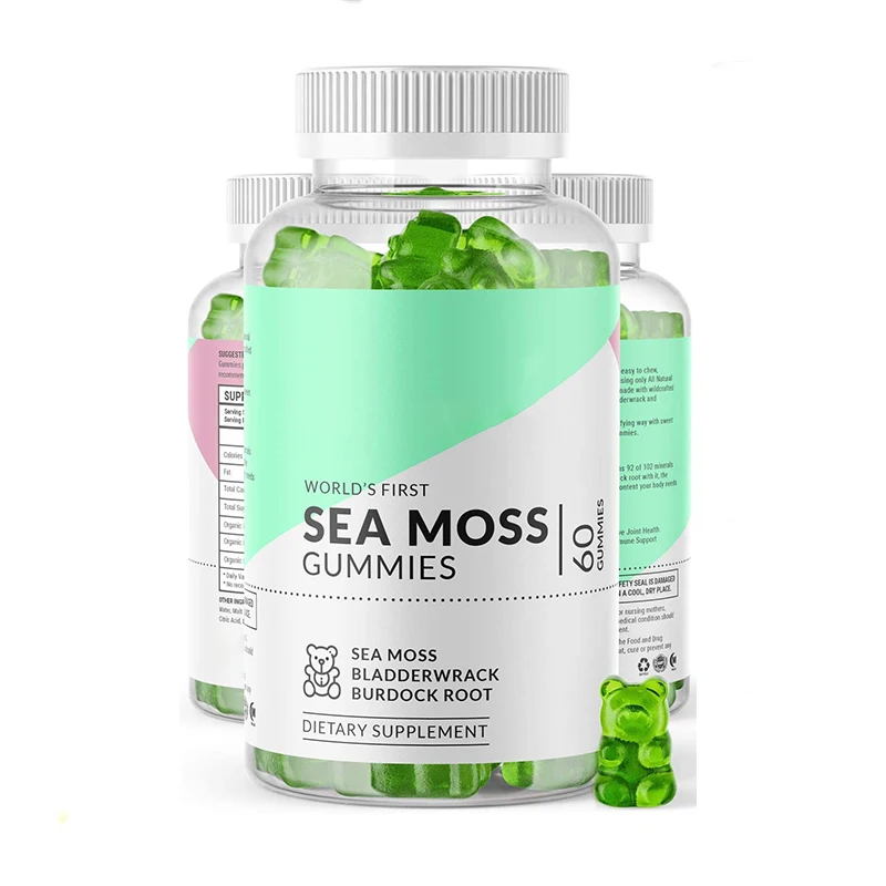 High Quality Healthcare Private Label Detox Healthy Skin Organic Bladderwrack Sea Moss Bears Gummies for Improve Immune System