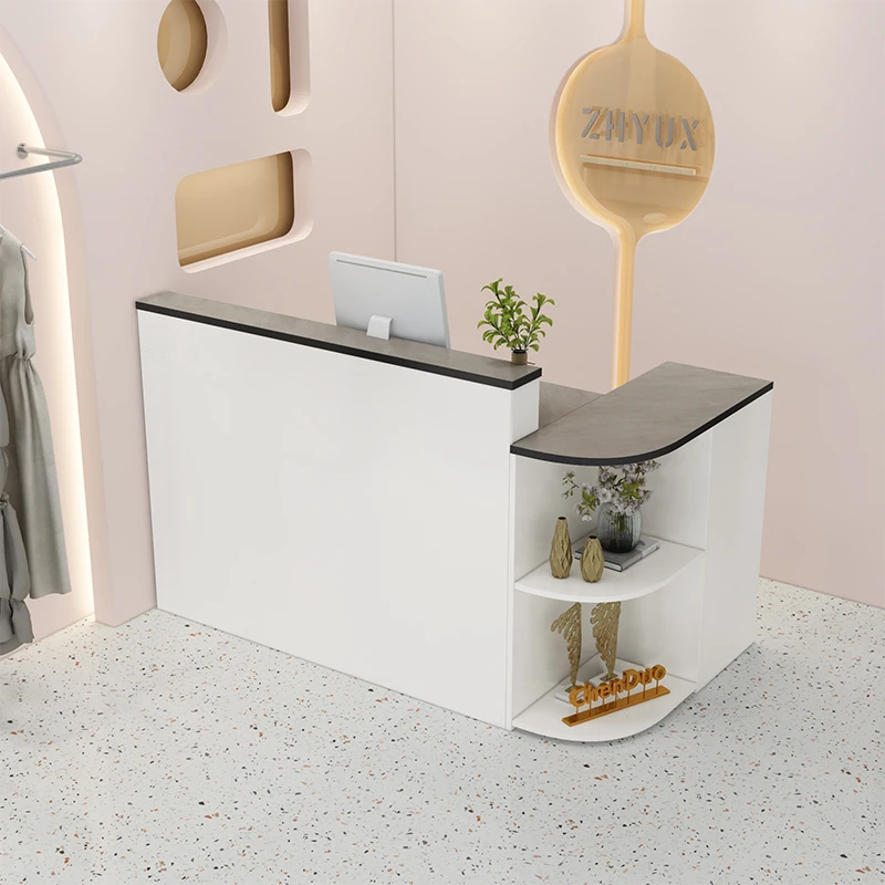 Modern Cheap Custom New Luxury Design Wood Nail Beauty Spa White Small Front Salon Counter Reception Desk