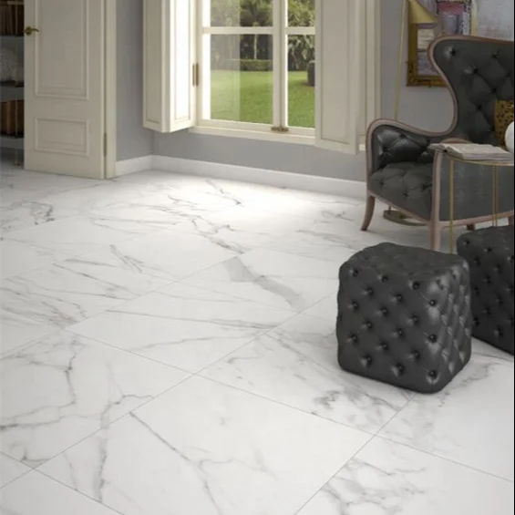 1200x1200MM Big Size Italian Design Elegant White Full Polished Glazed  White Marble Look Porcelain Floor Tile