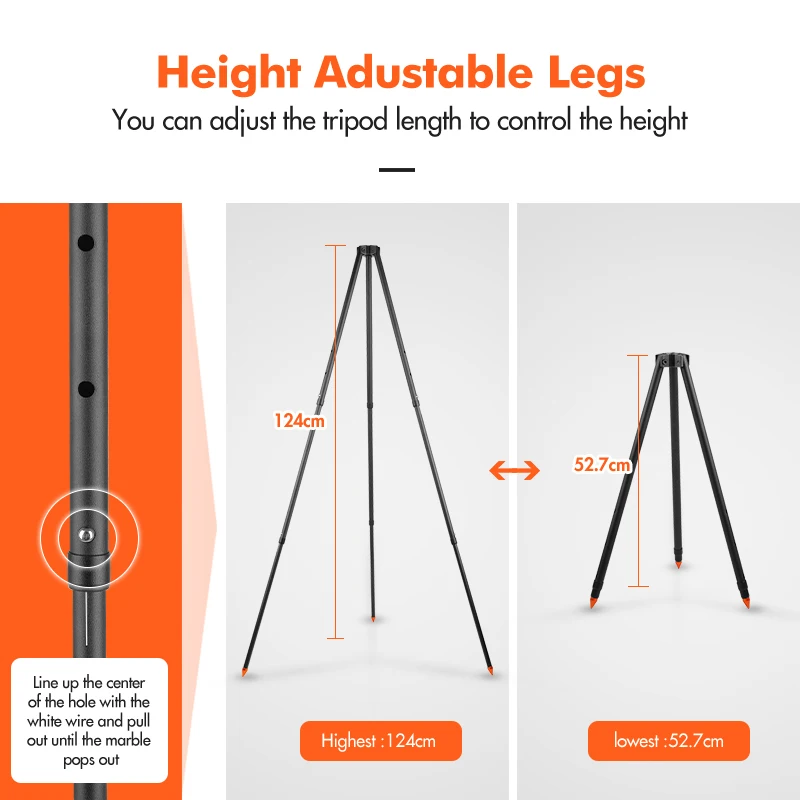 KingGear Outdoor Camping Portable Grill Hanging Pot Rack Aluminum Camping Tripod Grill for Barbeque Fire Pit