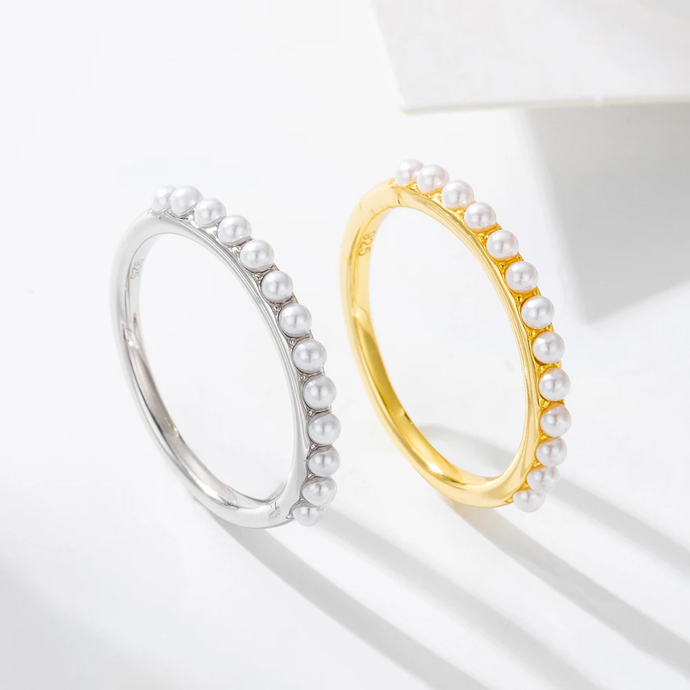 Fashion Simple Freshwater Pearl Ring Dainty S925 Sterling Silver Baroque Pearl Ring for Women Gifts