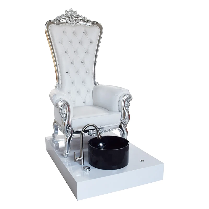 Большой Foshan самый популярный современный высокий спинки белый роскошный стул для педикюра с чашей