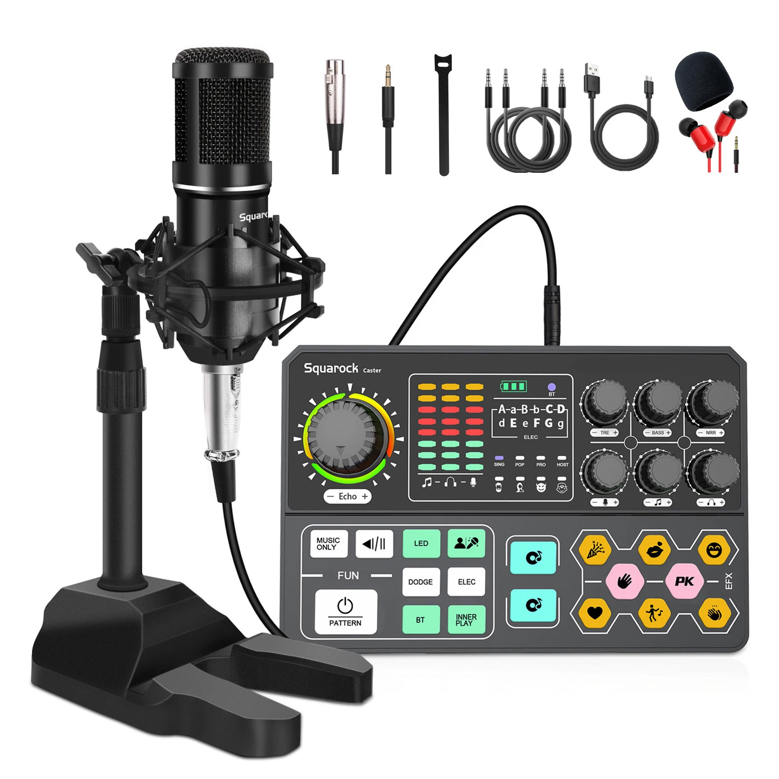 Professional Condenser Recording Studio Desktop Tripod Microphone With Sound Card for Laptop Phones