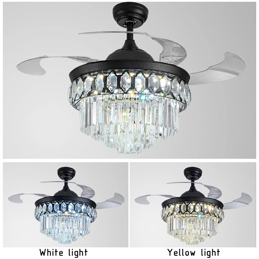 2021 New Product 220V/110V Led Fan 42 Designer Ceiling Fan Light Living Room Retractable chandelier fan With Remote Control