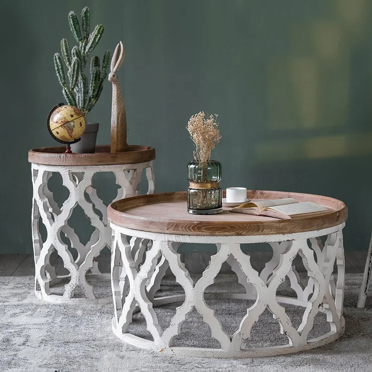 Custom Mid Century Nordic Country Antique Style Furniture Living Room Antique Furniture Minimalist Round Nordic Coffee Table