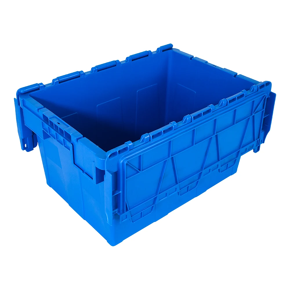 Plastic crate stackable moving box nesting plastic moving crate plastic storage container with lid