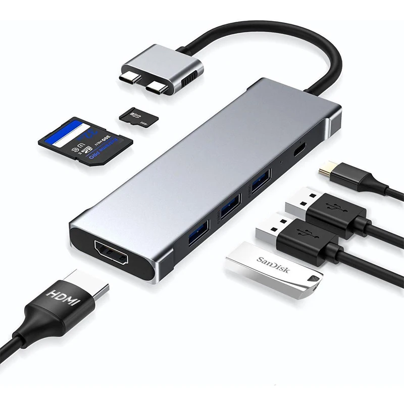 Заводская цена 5-в-1 USB C концентратор Док-Станция HDMI 4K USB3.0 + USB2.0 Type для компьютера ноутбука