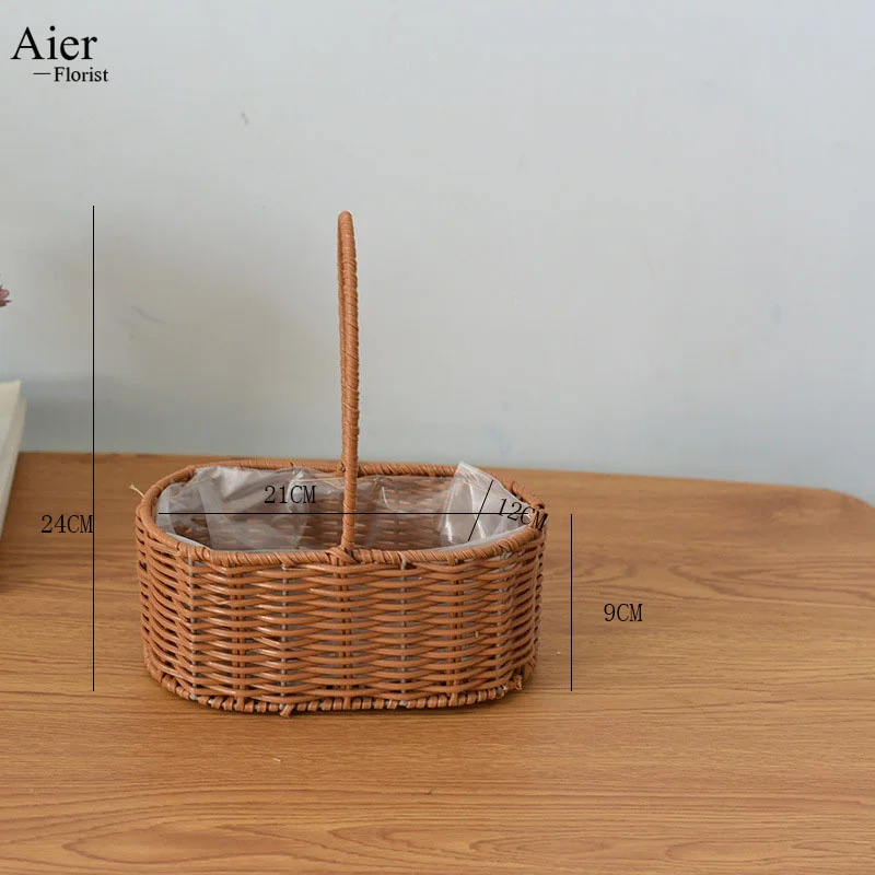 Aierflorist Flower Arrangement Basket Straw Wicker Hanging Flower Wicker Basket Gift Flower Arranging Basket