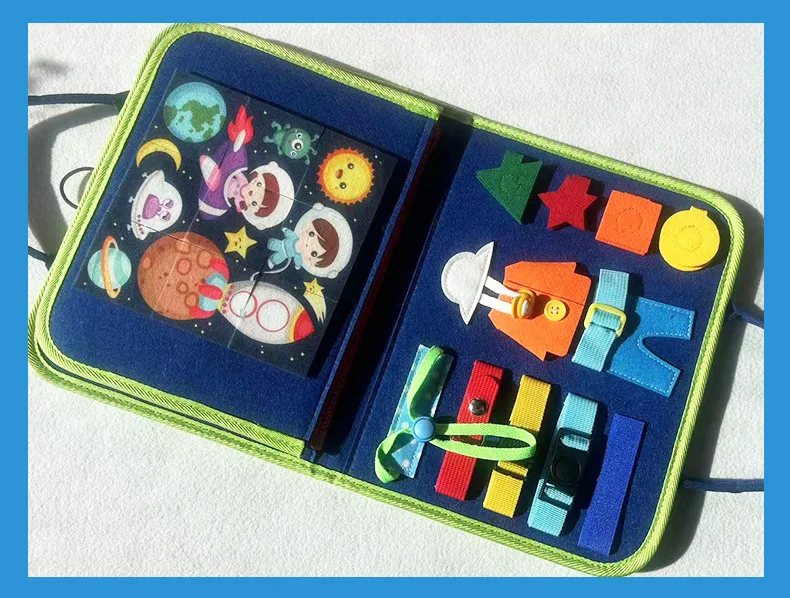 2023 new Busy Board Book Kids Sensory  Travel Toys Activities Learning Board Felt Toddler Busy Board For Kid