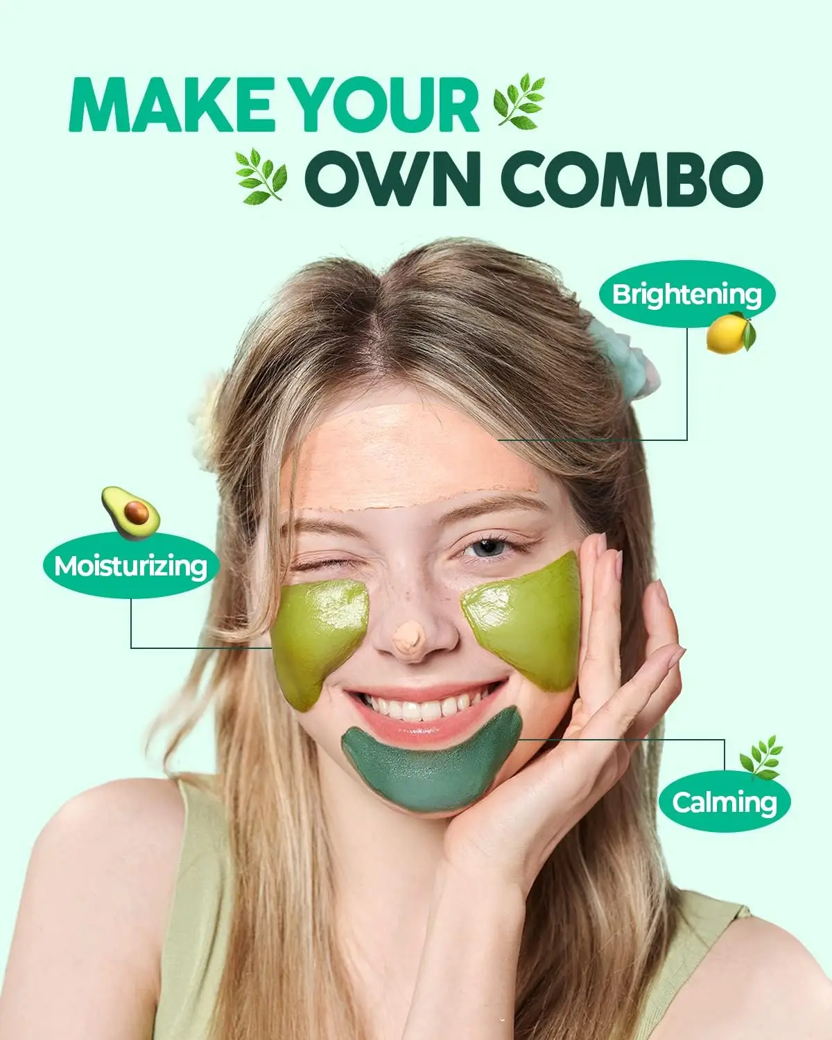 Private Label Hydrating Pore Purifying Calming Matcha Green Tea & Tea Tree Clay Mask for Acne