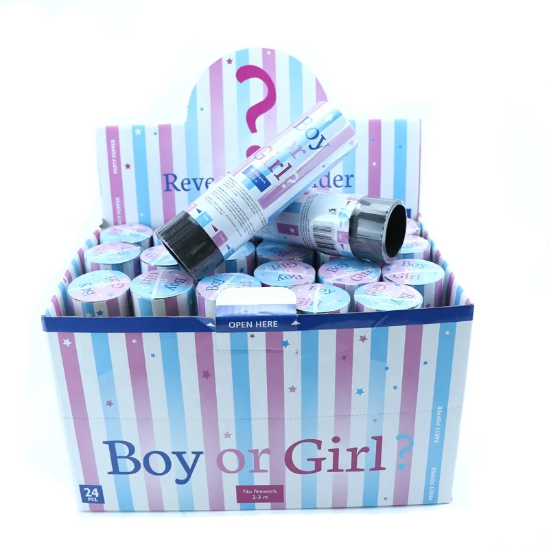 Custom Spring Baby Gender Reveal Party Poppers Biodegradable Handheld Wholesale Gender Reveal Confetti Cannon
