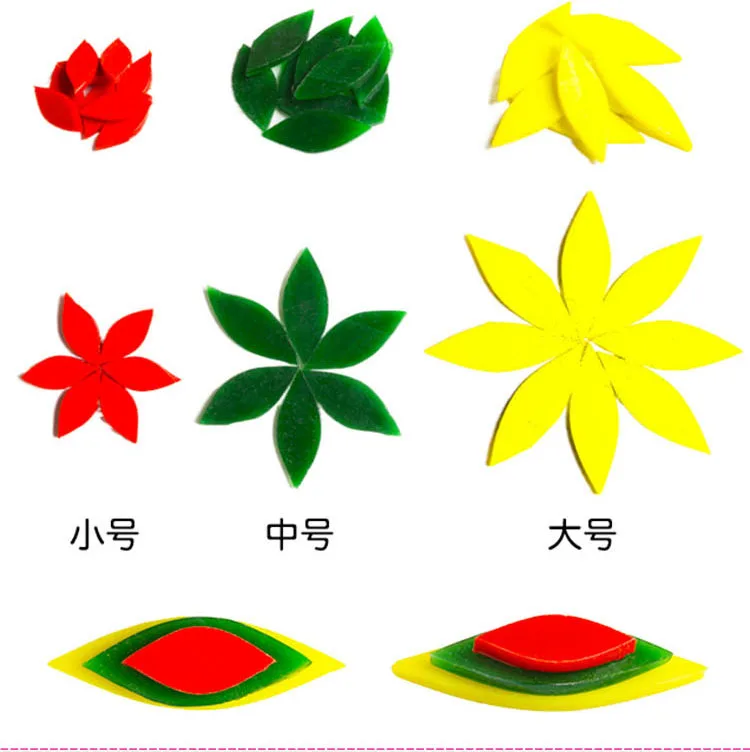 1000 Pieces Petal Mosaic Tiles, Mixed Color Mosaic Glass Pieces, Hand-Cut Stained Glass Flower Leaves Tiles