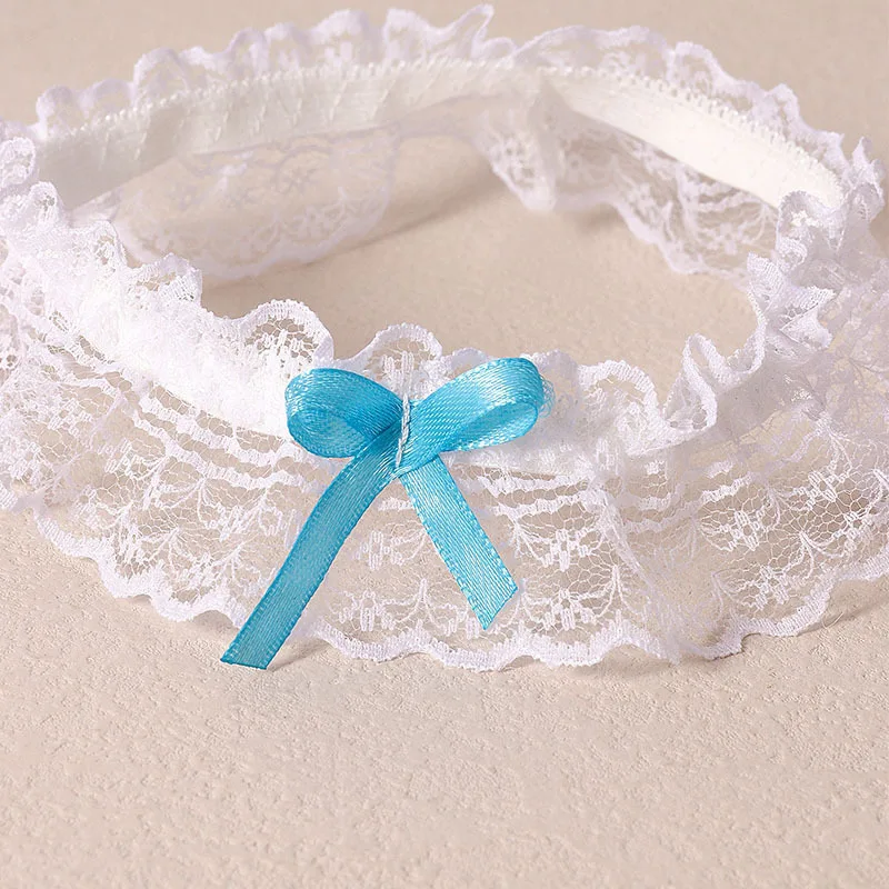 Wedding Bridal Garter Ribbon Bow Lace Ruffled Edge Elastic Brides Bridesmaid Leg Garter