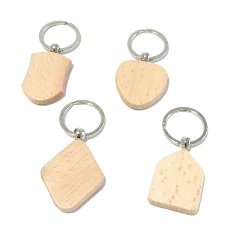 Rectangle square round heart blank wooden keychain