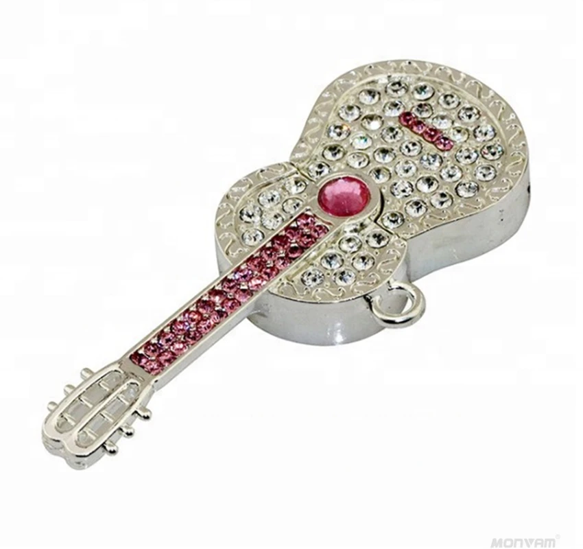 Luxury 4gb 16gb 64gb 128gb Beautiful Pen Drive Guitar Crystal Memory Stick Diamond Jewelry Usb Thumb Gifts Flash Drive