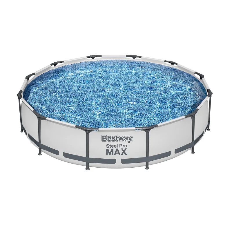 Bestway 56416 12 ft. x 30 in. Summer Water Play Family Outdoor Above Ground Frame Pools Steel Pro MAX Round Pool Set