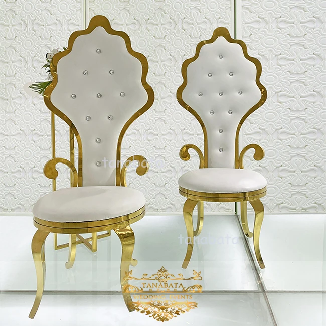 unique design stainless steel leather seater royal wedding king throne wedding chair