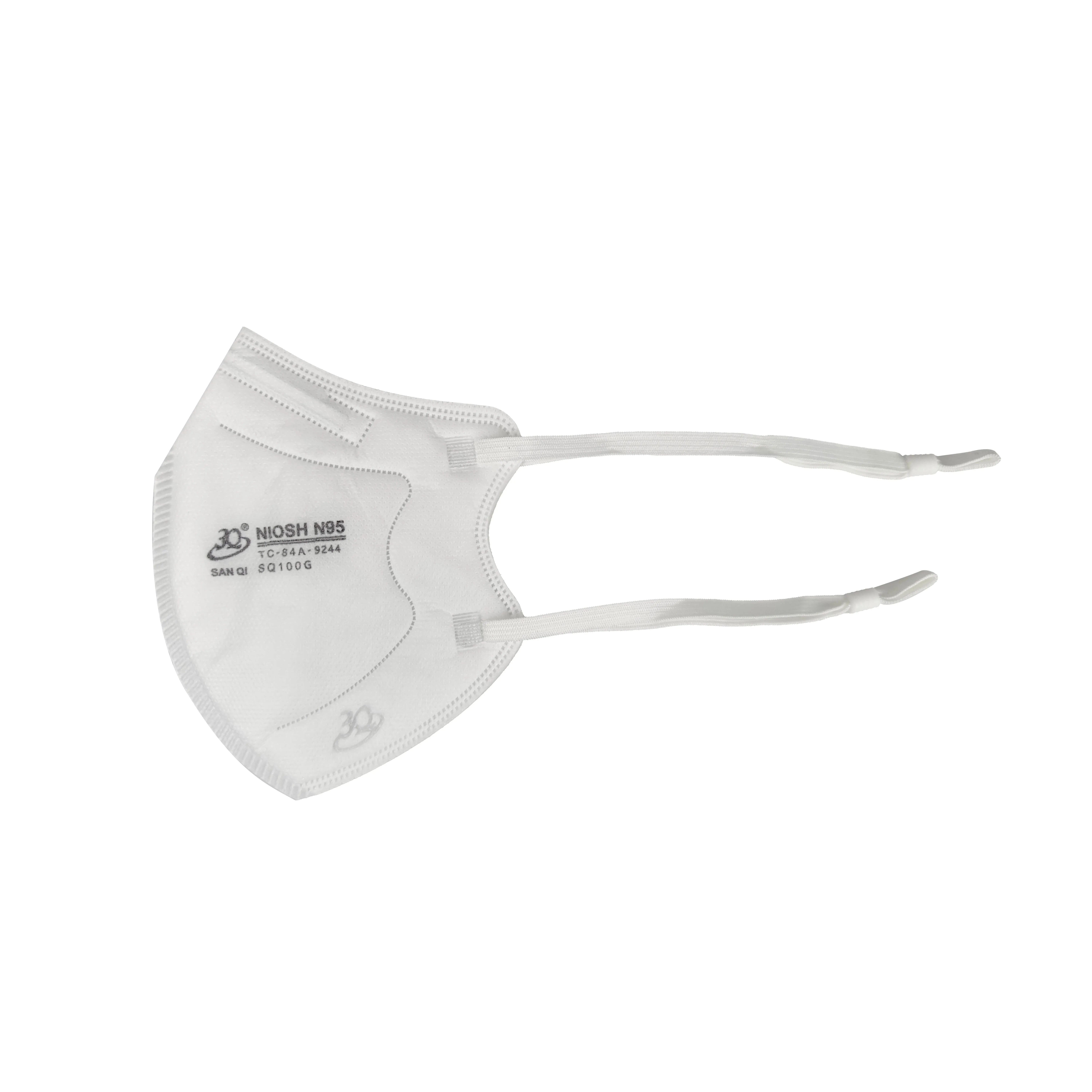 Head Band Adjustable Folded Sanqi 3Q 100G 5 Ply NIOSH Approved Wholesale Price Facemask Disposable N95 Particulate Respirator
