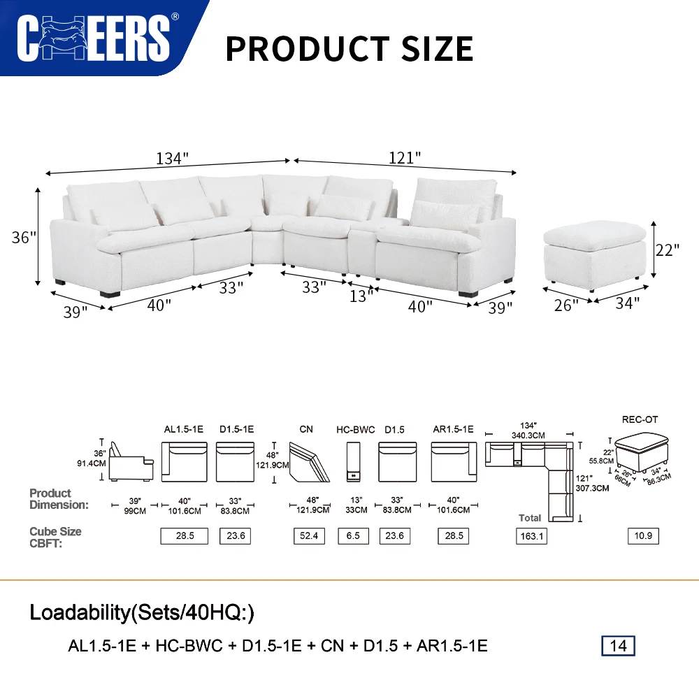 MANWAH CHEERS New Large Home Furniture Living Room Sofa Recliner Sets Sectional Corner Modular Sofa Living Room L Shape Couch