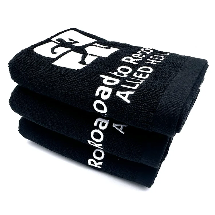 Хлопковое полотенце на заказ черное для спорта спортзала салона красоты утолщенное быстросохнущее Впитывающее 100% хлопок
