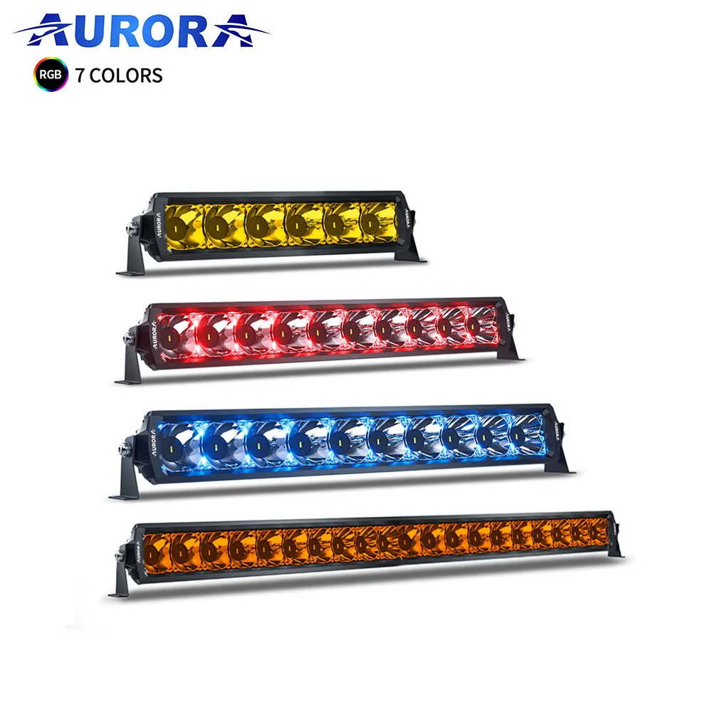 Aurora Patent Screwless Truck Led Bar Light 6 10 20 30 40 50Inch Dual Row Car Offroad RGB LED Light Bar
