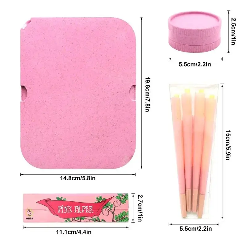 2024 New Cigarette Paper Cigarette Grinder Rolling Tray Biodegradable 4-In-1 Biodegradable Smoking Kit