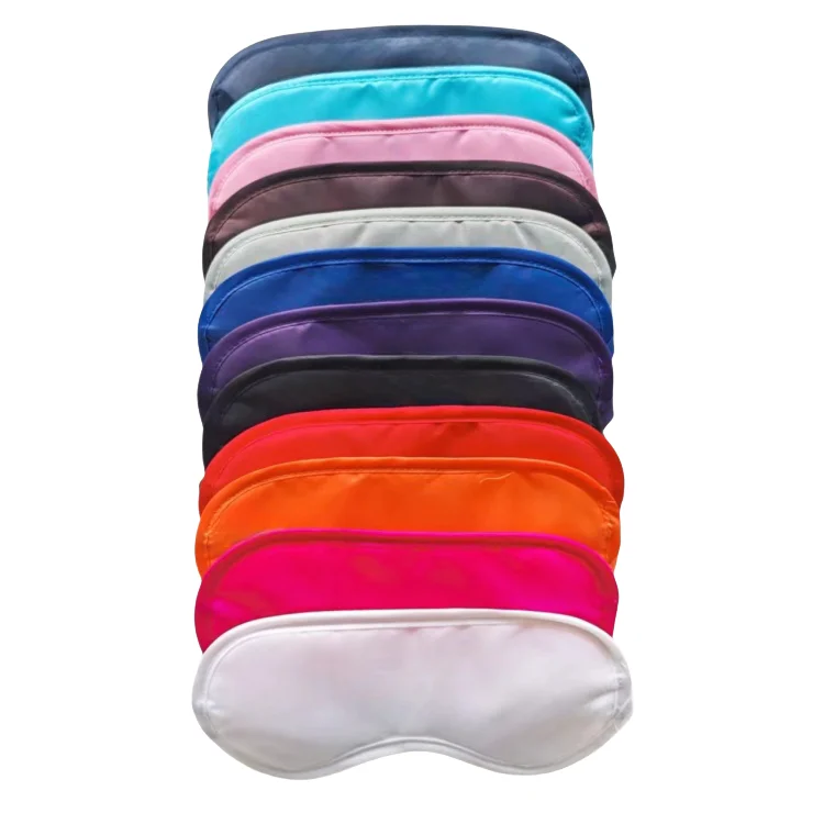 Multicolor Eye Mask Cover Airline Lightweight Polyester Blindfold Filled Sponge Sleep Eye Mask with Nose Pad and Elastic Straps