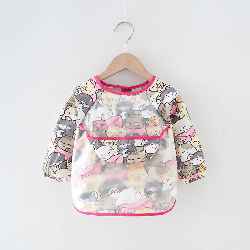 Baby Bibs Waterproof Infant Eating Bib with Pocket Children Drawing Long Sleeve Apron Kid Burp Cloth Boys Girls Bandana Stuff