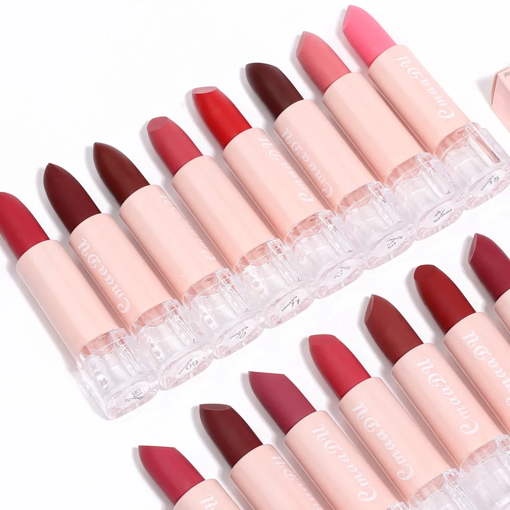 New Fashion Long Lasting Vegan Cosmetic Lipstick Kiss Proof Pink Tube Velvet Matte Lipstick for Girls