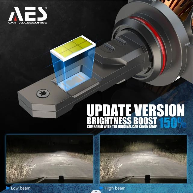 AES  T1 Pro 150w  Led Headlight  6075  Taiwan  Led Chip With Hi Low Beam Canbus Fast Bright Automotive Head Lamp