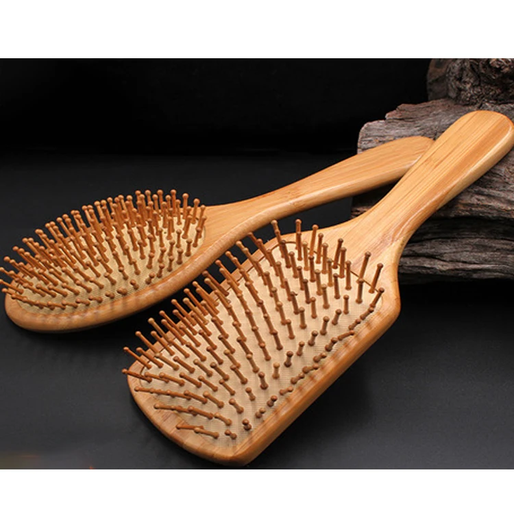 Eco-Friendly Soft Paddle  Bamboo Scalp Massage Wood Needles Massage Comb and brushes