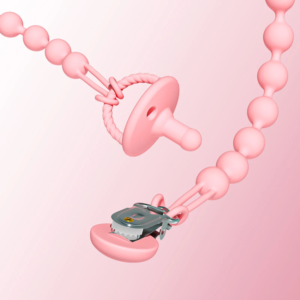 Customized silicone bead baby dummy clip baby pacificer clip silicone product silicone pacificer chain  baby pacifier strap