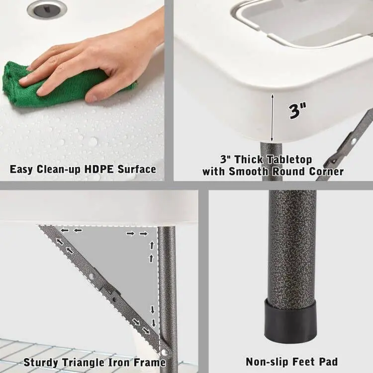 Multifunctional Portable Folding fish cleaning table/ fillet table  with two sinks