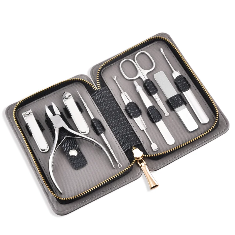 High Quality Gift 9 piece Pedicure Manicure Set Professional Custom Private label Manicure Nail Tool Kit 9Pcs Nail clippers set