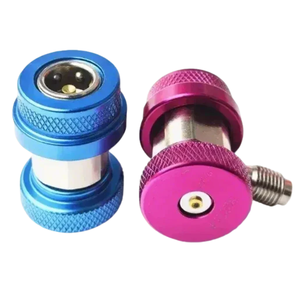 Cheap 2 Pcs Car air conditioner fluoride converter Quick Coupler Connector Adapter Fittings High Low Manifold Durable