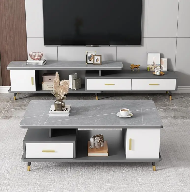 Modern Design Rock Plate Tea Table Tv Stand Living Room Tv Cabinet With Drawer Coffee Table