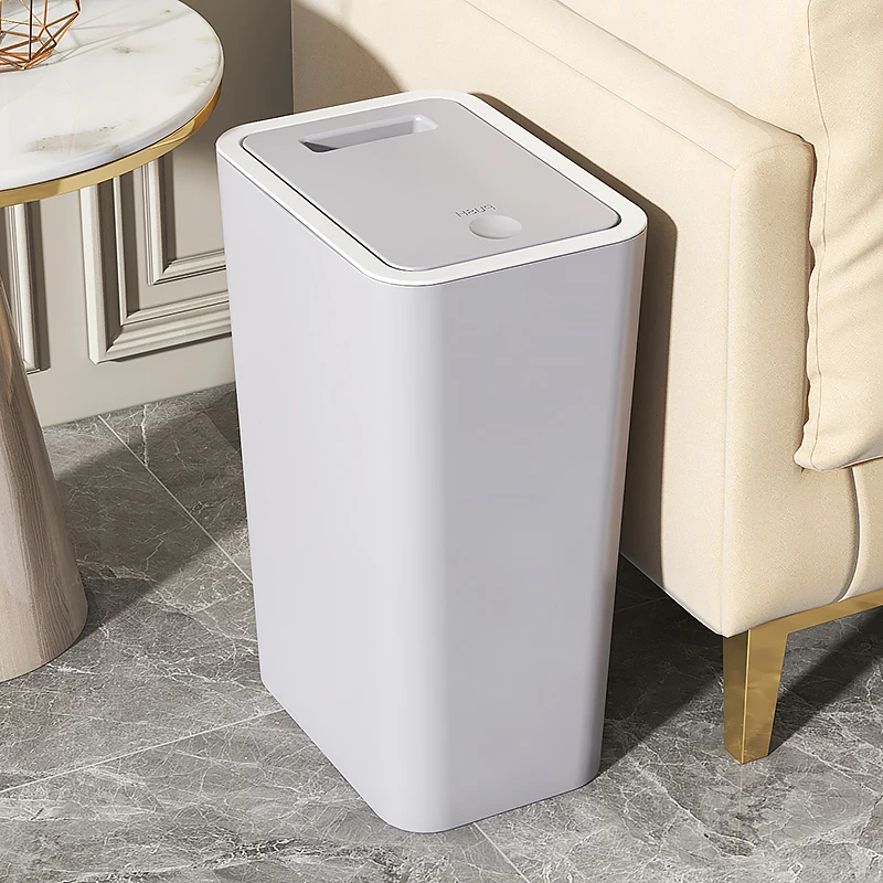 Home Ideas Toilet Bedroom Living Room 10 Liters Plastic Trash Bin Hotel Guest Room Waste Bin Slim Garbage Can With Pressing Lid