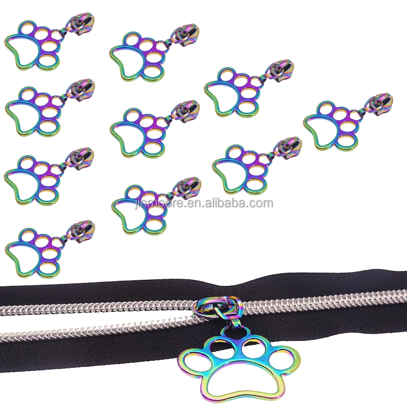 #5 Paw Print Zipper Pulls Bag Cloth Purse Zipper Yards Puller Wholesale