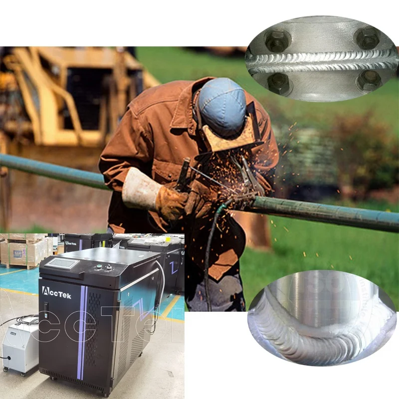 AccTek Laser Cleaner Remove Rust And Paint Oil Plastic Welding Color Pulse Fiber Laser Cleaning Machine 100W 200W Max Jpt