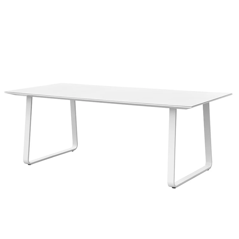 
CASPAR Ceramic Finish Table Top, Furniture White Dining Table with Aluminum Frame 