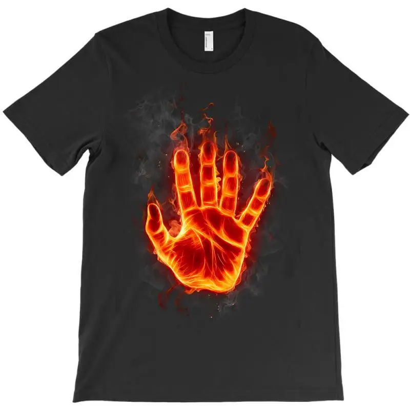 
Dropshipping Service Fire Flame Hand T-Shirt One piece Made on Demand DTG Custom Fashion T-shirt 