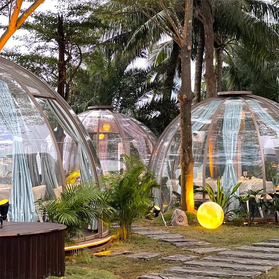 Full House Glamping Winter Polycarbonate Eco Room Design Style Construction Building Transparent Crystal Designs Dome House