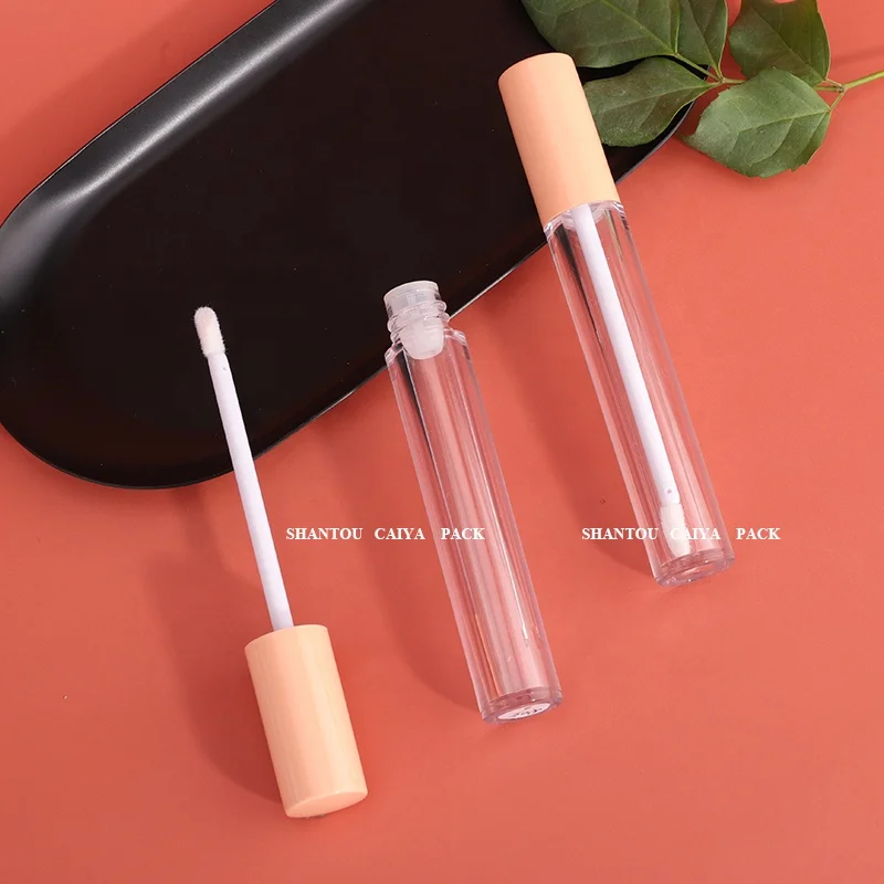 CAIYA wholesale 3ml full white nude empty lip gloss tubes clear round lip tint balm container lipstick packaging private label