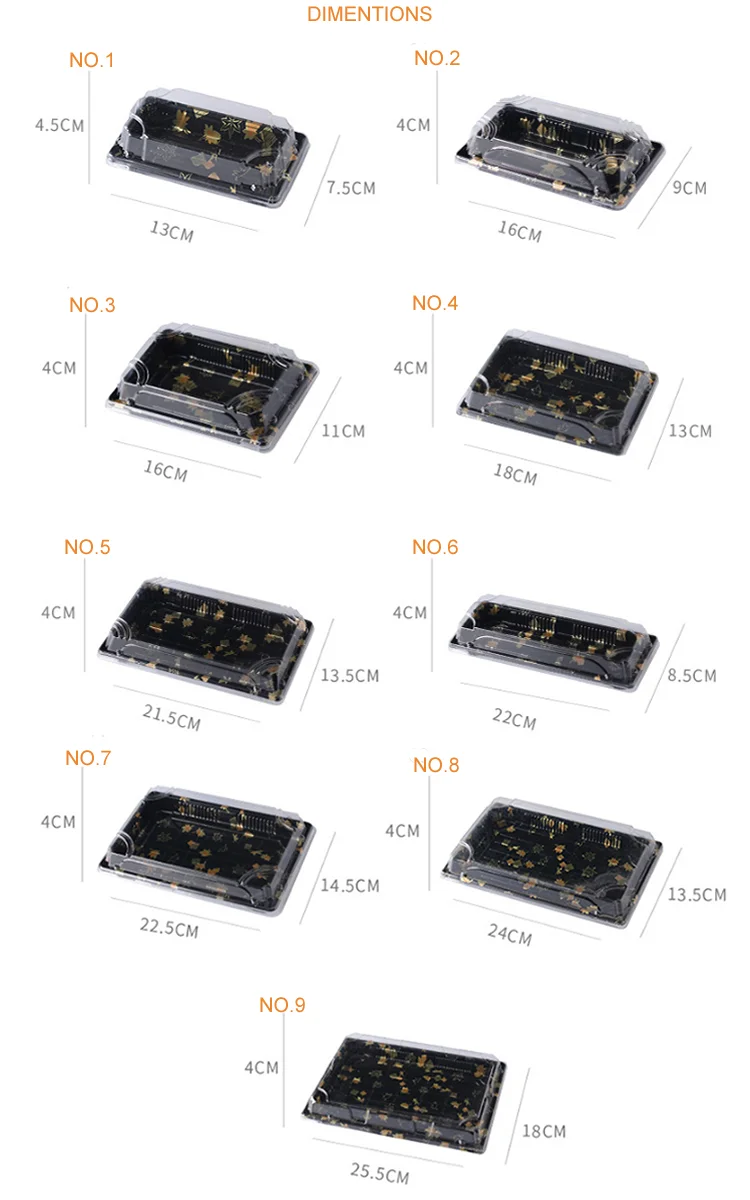 Elegant deli food container biodegradable PP/PGM sushi tray packaging