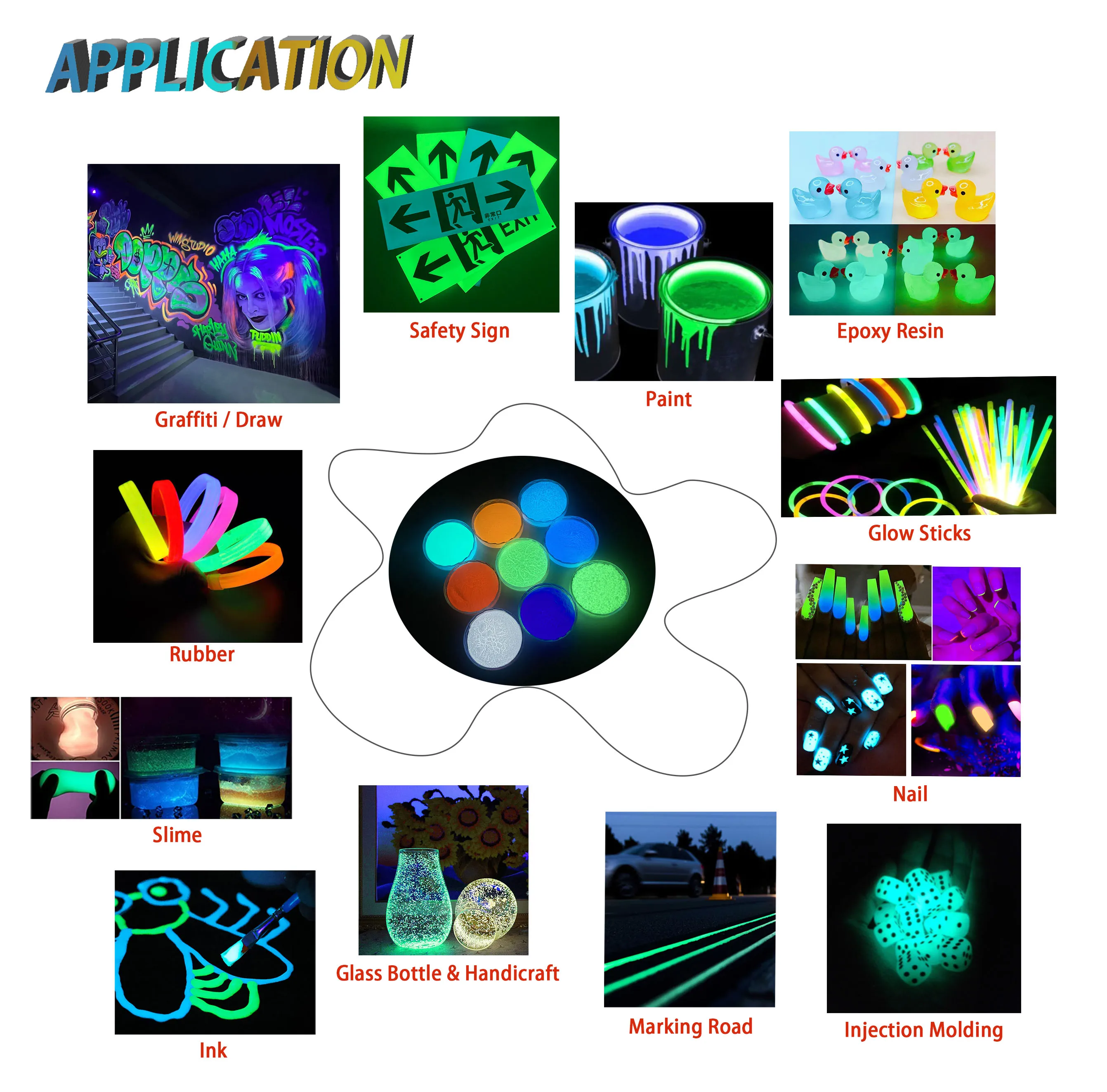 Glowing pigment red glow in the dark powder free samples discount phosphor powder