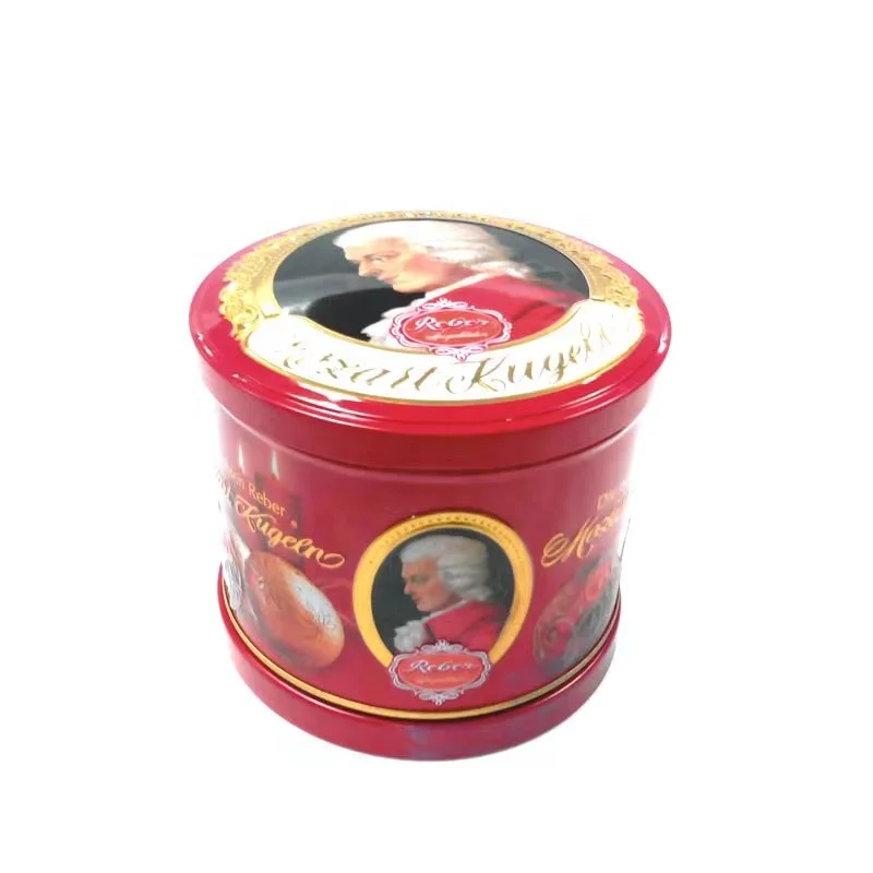 Screwed lid custom round musical chocolate tin box vintage merry go round toy music box rotating tin carousel music box