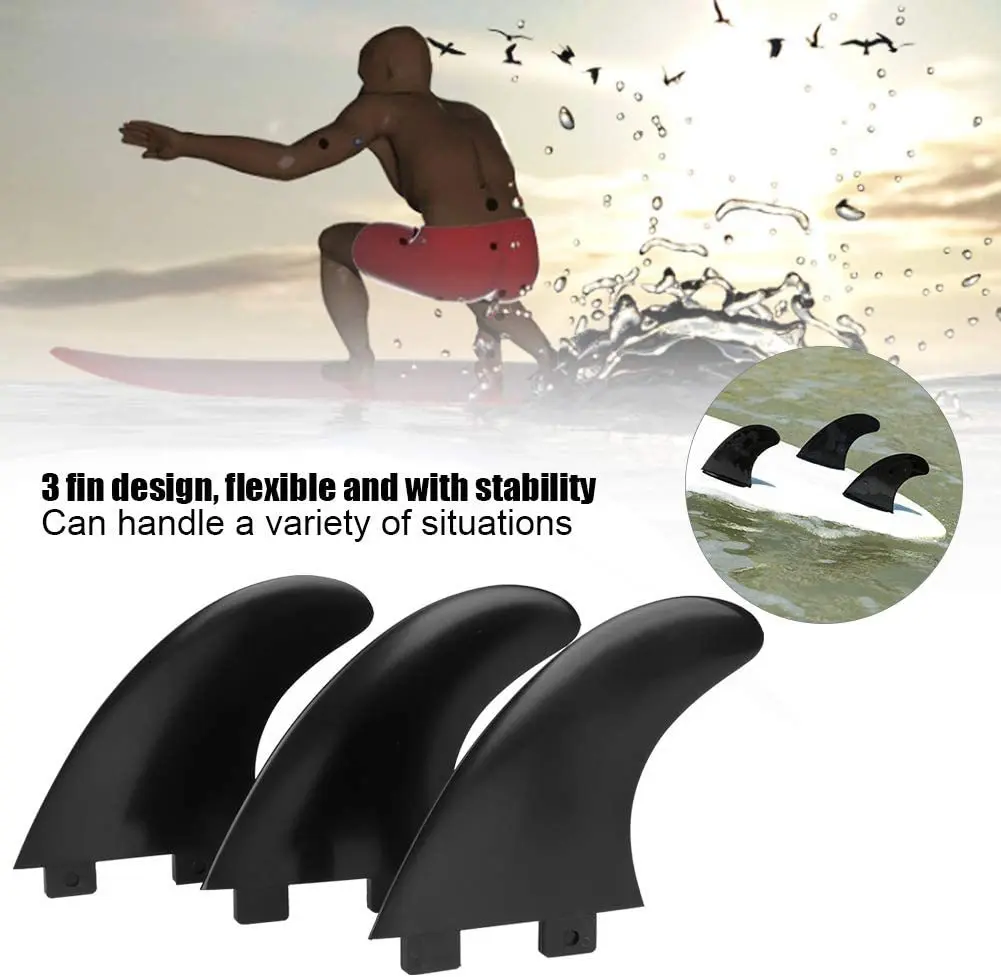 Tri Fins Set Double Tabs Plastic G1G3G5G7 3PCS/SETS Surfboard FCS Fin with Black Accessories