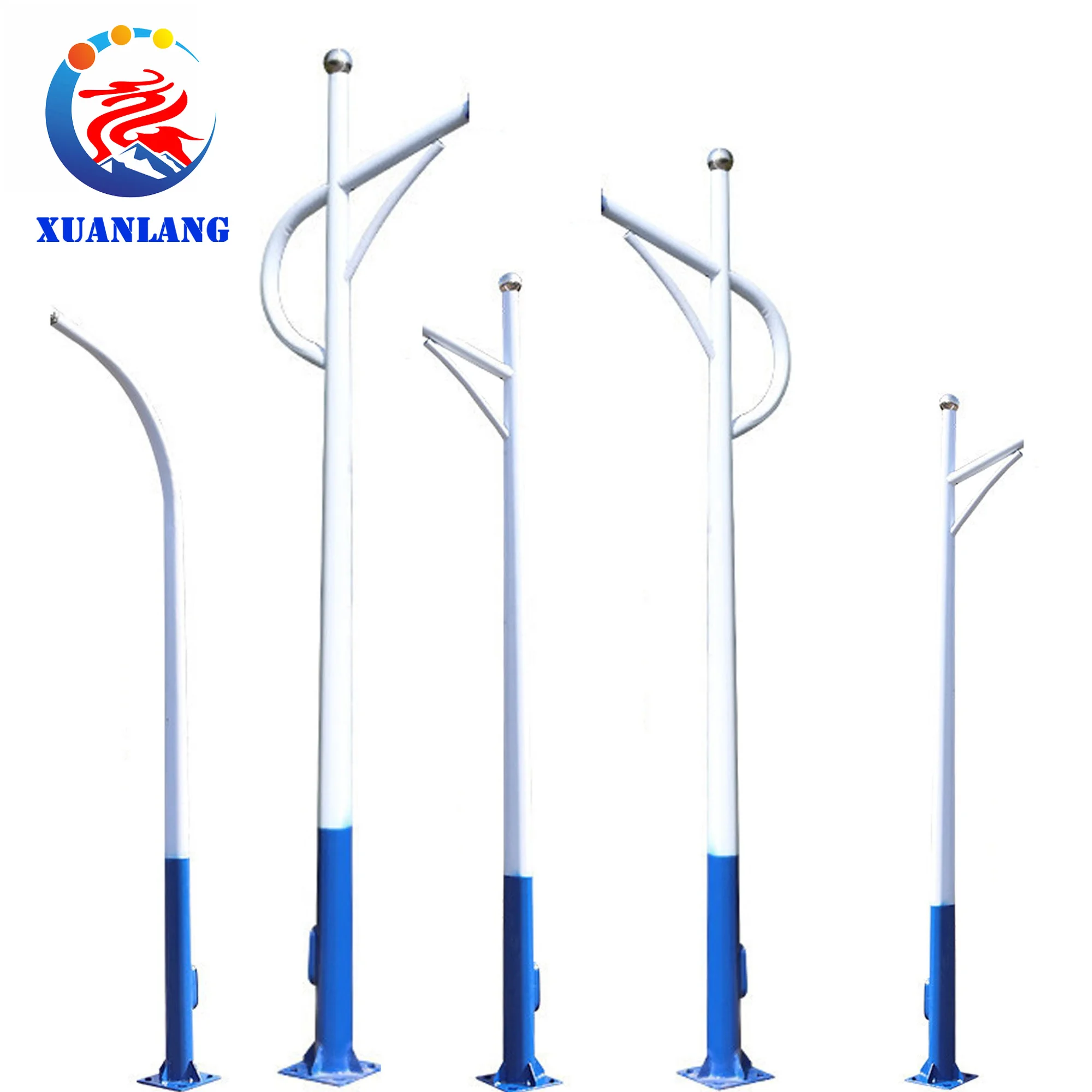 China Factory Custom Galvanized 8 - 12M Single Arm Road Pole Parts Galvanized Street Light Pole