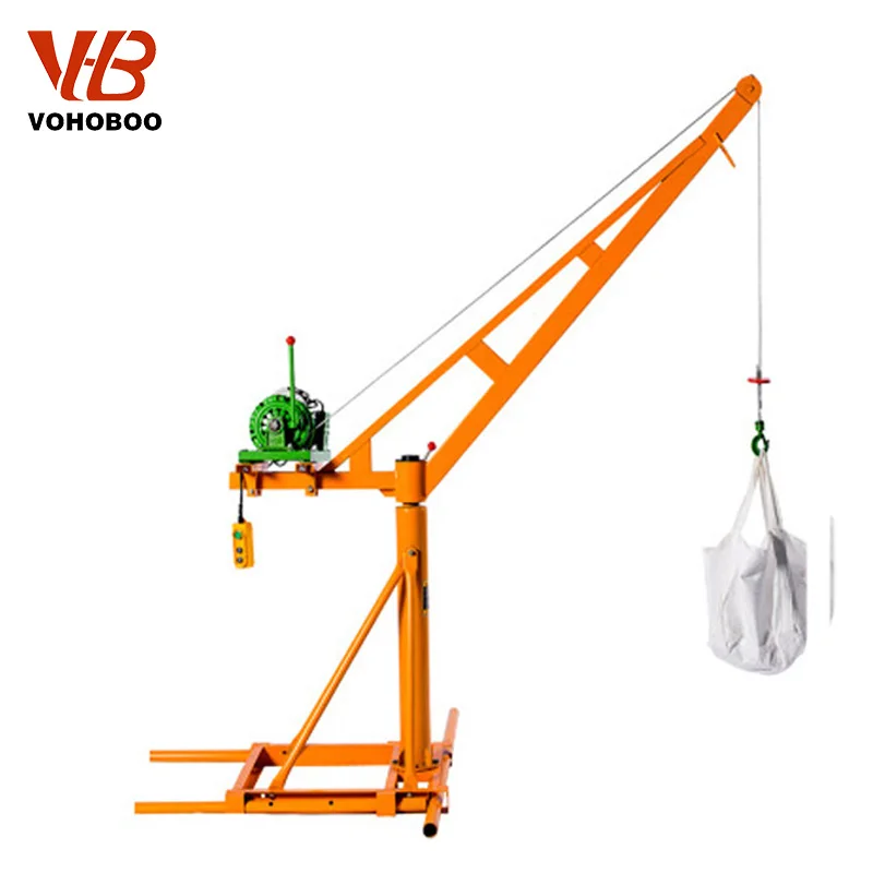 200kg 300kg 500kg 800kg 1000kg hand operation Mobile mini crane Portable Small Lift Floor Crane with electric winch