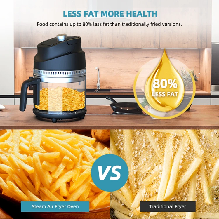 New Arrivals 1000W Small Kitchen Appliance 2.5L Indoor Household Steam Oven Glass Air Fryer